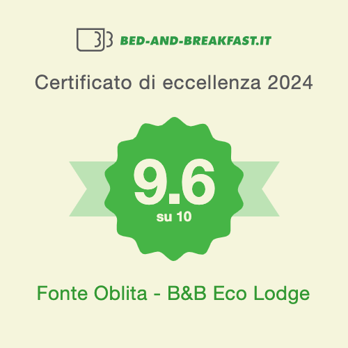 Certificato di eccellenza 2024 su bed-and-breakfast.it del B&B Fonte Oblita Macerata