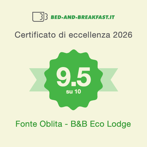 Certificato di eccellenza 2026 su bed-and-breakfast.it del B&B Fonte Oblita Macerata